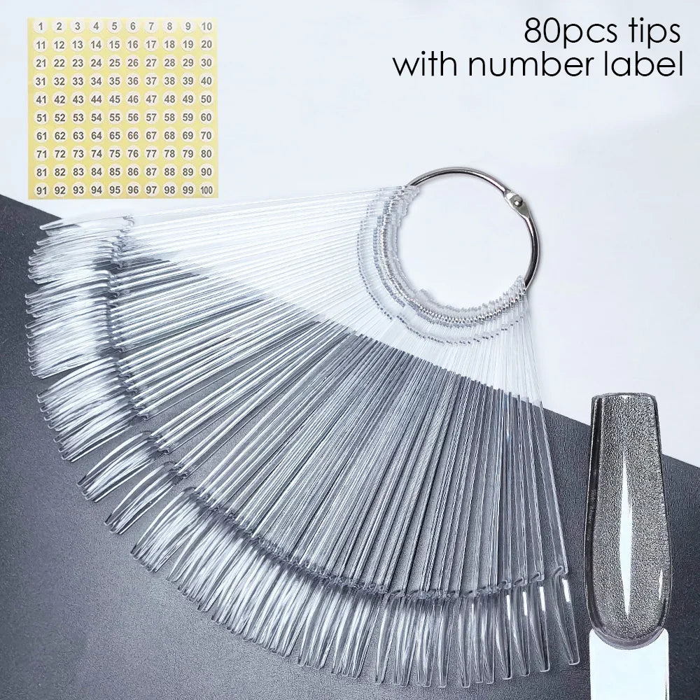 80/50/20pcs Nail Display Sticks Nail Swatch False Nail Tips Nail Gel Polish Practice Clear Display Board for Nail Art Tools