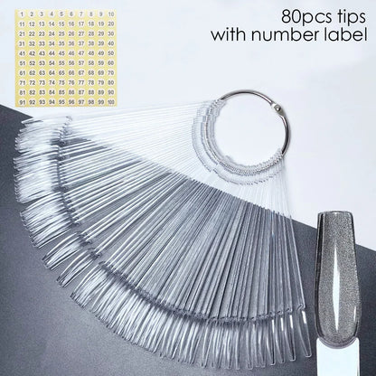 80/50/20pcs Nail Display Sticks Nail Swatch False Nail Tips Nail Gel Polish Practice Clear Display Board for Nail Art Tools