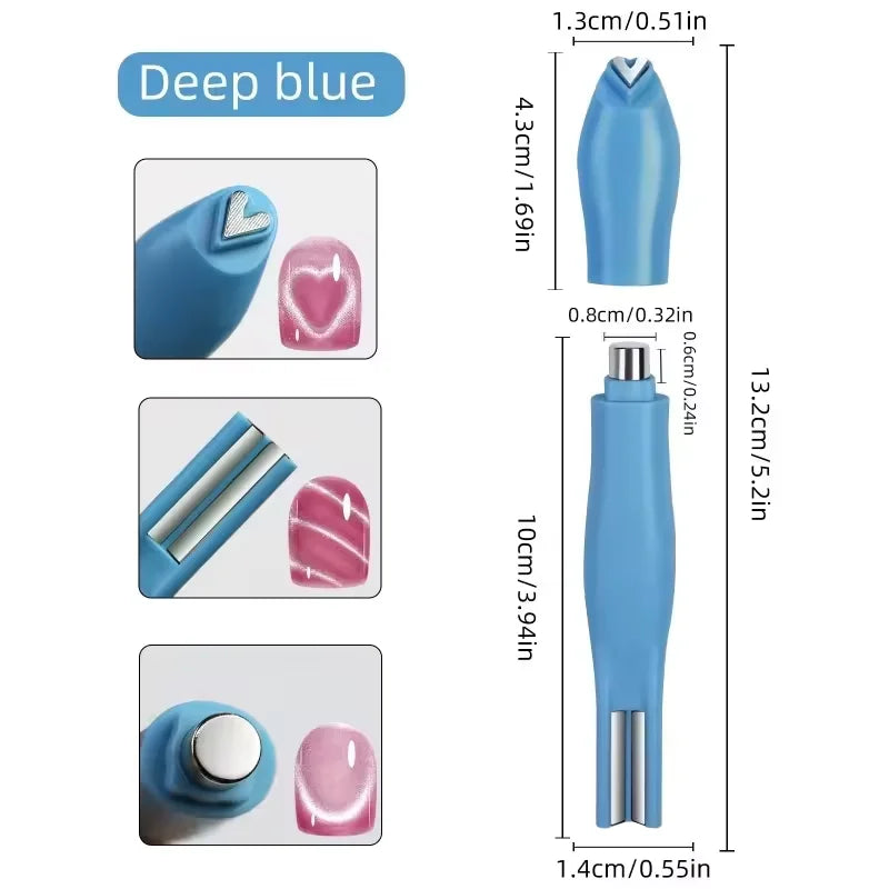 3 in 1 Cat Eye Nail Magnetic Stick Love Heart Snake Pattern French Cat Eye Nail Magnet UV Gel Polish Effect Manicure Design Tool