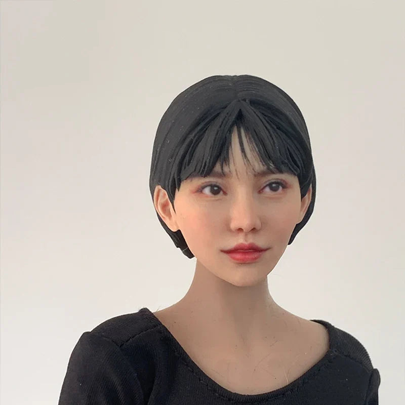 1/6 1/12 Super-realistic Woman Head Sculpture Beauty Head Painted Resin Model For 12" 6" Female Soldier Action Figure Body Doll