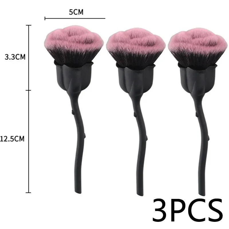 Flower Nail Brush for Manicure Gold Rose Shape Nail Art Brushes Round Small UV Gel Polish Powder Cleaning Tools Nail Accesories