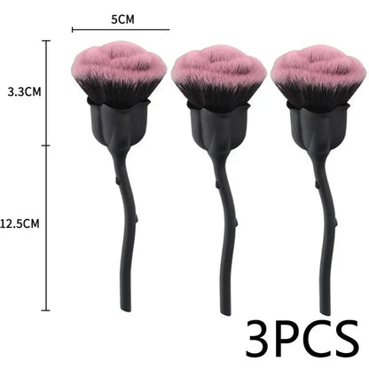 Flower Nail Brush for Manicure Gold Rose Shape Nail Art Brushes Round Small UV Gel Polish Powder Cleaning Tools Nail Accesories