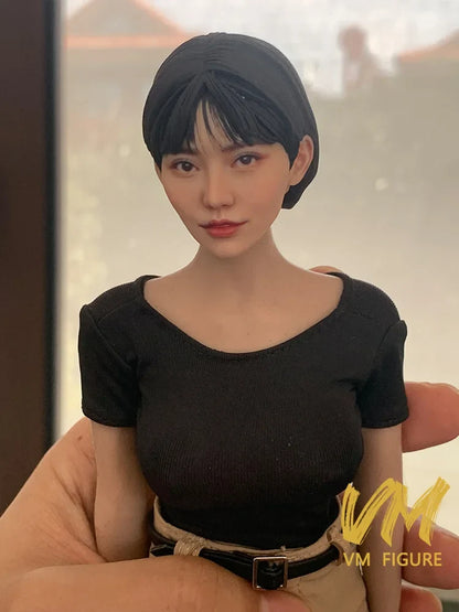 1/6 1/12 Super-realistic Woman Head Sculpture Beauty Head Painted Resin Model For 12" 6" Female Soldier Action Figure Body Doll