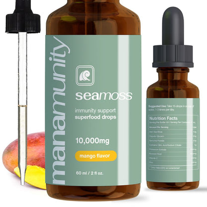 Sea Moss Liquid Drops 10,000 mg Organic Irish Sea Moss Gel with 350 mg Burdock Root Supplement & 20,000 mg Spirulina Immune Support, Joint & Thyroid Support - Vegan - Renee Lane Company