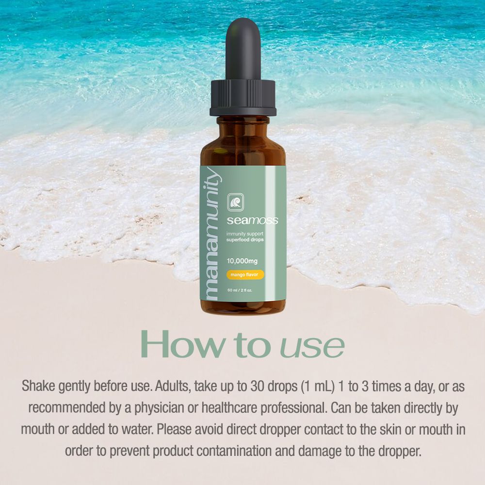 Sea Moss Liquid Drops 10,000 mg Organic Irish Sea Moss Gel with 350 mg Burdock Root Supplement & 20,000 mg Spirulina Immune Support, Joint & Thyroid Support - Vegan - Renee Lane Company