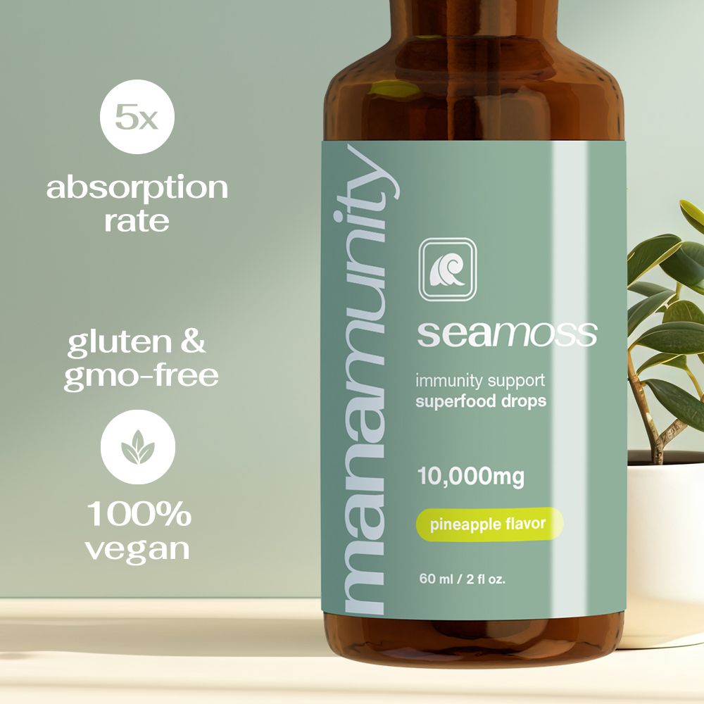 Sea Moss Liquid Drops 10,000 mg Organic Irish Sea Moss Gel with 350 mg Burdock Root Supplement & 20,000 mg Spirulina Immune Support, Joint & Thyroid Support - Vegan - Renee Lane Company