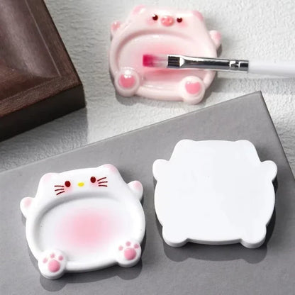 2pcs Cartoon Pig Color Palette Nail Art Mixing Color Drawing Pallet Gel Polish Nail Painting Board Color Palette Manicure Tools