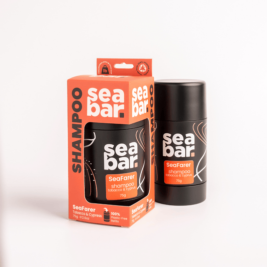 Shampoo bar and bar holder set, orange Sea bar box with black container