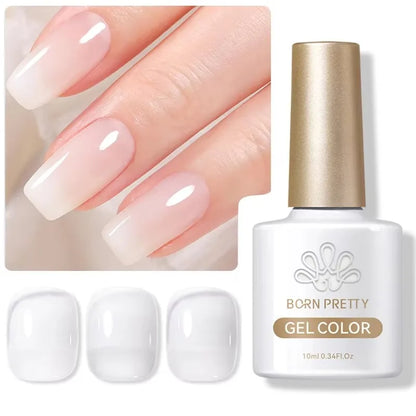 BORN PRETTY 10ml Jelly Nude Gel Nail Polish 50 Colors Semi Transparent Nail Art Nail Supplies Soak off UV LED Nails Gel Varnish