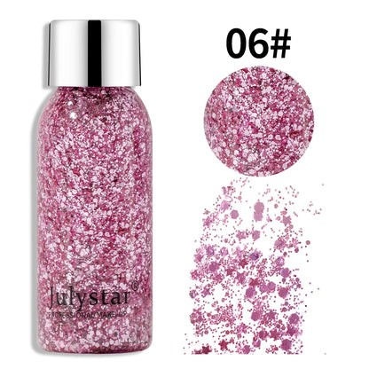 Glitter Eye Shadow Liquid Face Body Sequins Gel Long-Lasting Liquid Face Shimmer Multicolor For Party Music Festival Makeup 30ML