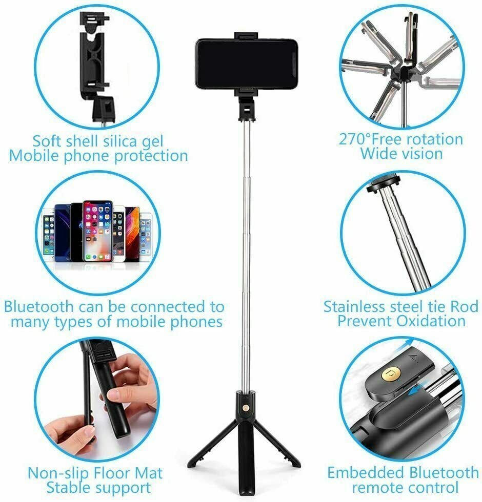Selfie Stick Tripod Remote Desktop Stand Cell Phone Holder For iPhone Samsung US - Renee Lane Company