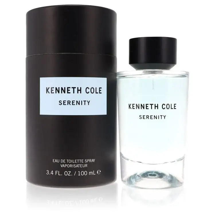 Serenity unisex eau de toilette spray bottles with black cap and clear glass