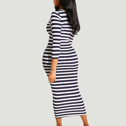 Sexy striped midi bodycon dress Women autumn winter female - Renee Lane Company