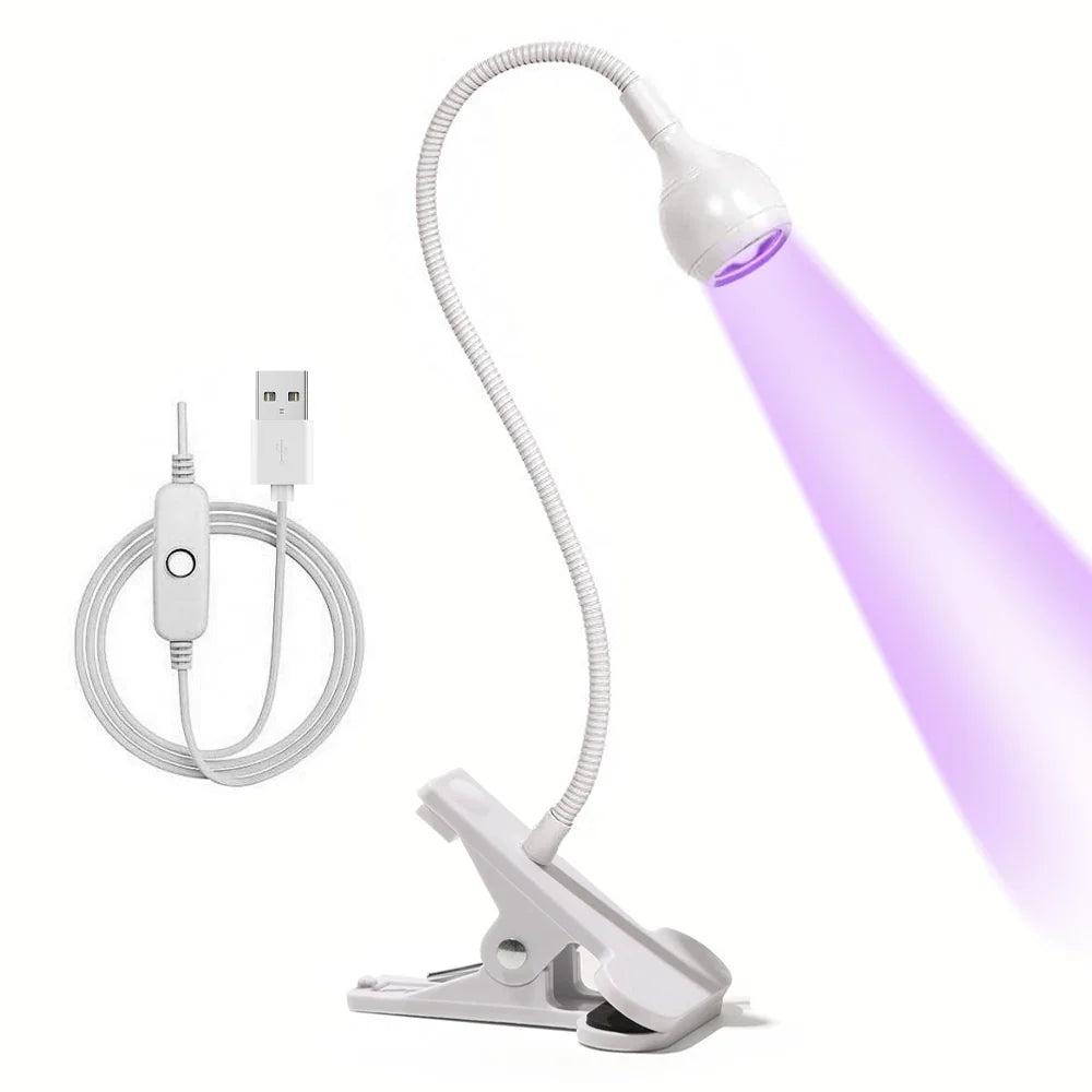 Nail LED UV Lamp for Drying Gel Nails Polish Clip-On Flexible Desk Mini Portable USB Nail Lamp UV Light Dryer for Manicure Salon