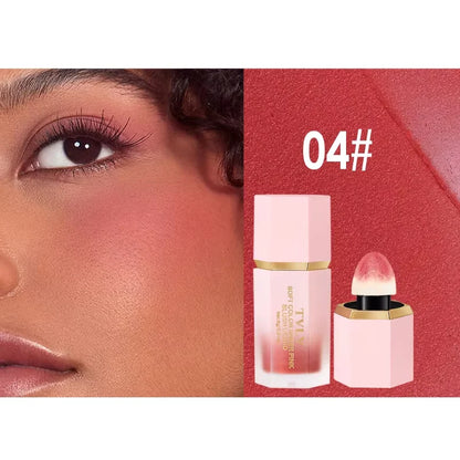 3-Color Matte Liquid Powder Blusher Easy to Apply Durable Waterproof Powder Blusher Sponge Brush Head