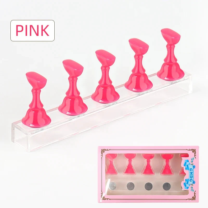 5pcs Chess Magnetic Nail Holder Acrylic Nail Tips Practice Display Stand Showing Shelf Gel Polish Display Stand Manicure Tools