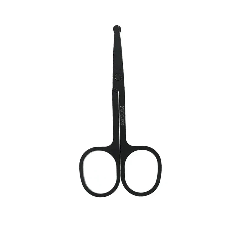 Unisex Stainless Steel Black Round Head Safe Nose Hair Scissors (Do Not Hurt Nose)