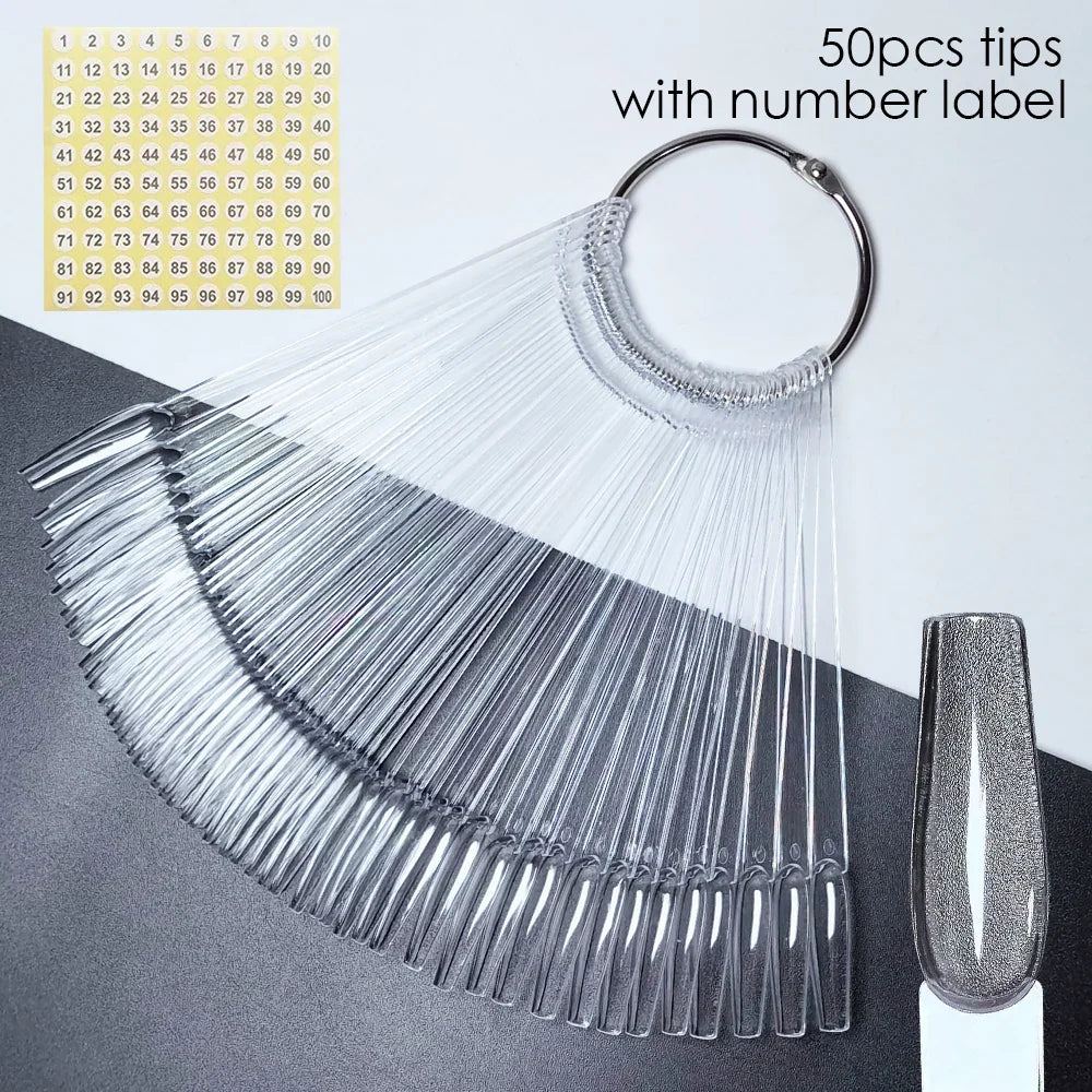 80/50/20pcs Nail Display Sticks Nail Swatch False Nail Tips Nail Gel Polish Practice Clear Display Board for Nail Art Tools