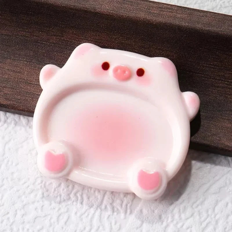 2pcs Cartoon Pig Color Palette Nail Art Mixing Color Drawing Pallet Gel Polish Nail Painting Board Color Palette Manicure Tools