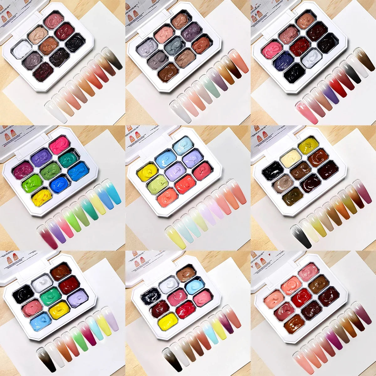 LIMEGIRL 7in1 Nail Gradient Painting Gel Long-lasting Nail Gel Polish Hybrid Color Nail Art Design High Texture Gradient Gel