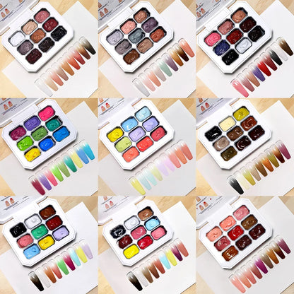 LIMEGIRL 7in1 Nail Gradient Painting Gel Long-lasting Nail Gel Polish Hybrid Color Nail Art Design High Texture Gradient Gel