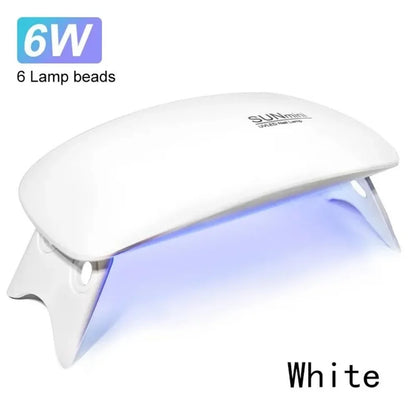 Portable 6 LED UV Nail Lamp 6W Mini Nail Dryer Machine Foldable Manicure Tool for Gel Polish Varnish Quick Drying USB Cable