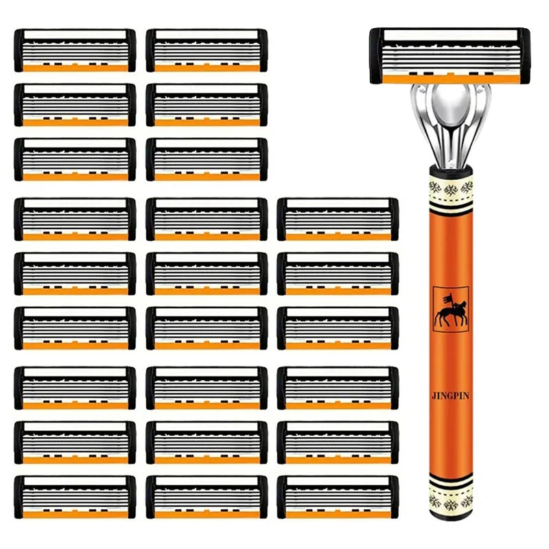 6-layer razor blade, men's stainless steel blade, classic water washed razor, sharp blade for clean shaving