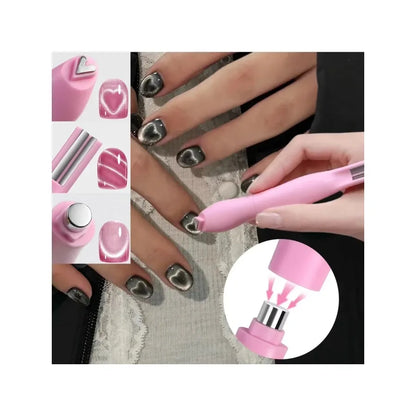 1Pcs 3-In-1 Heart Shape Cat Eye Nail Art Magnet Double Line Moon Snake French Magnet Pen for Magnetic Gel Polish Manicure Tools
