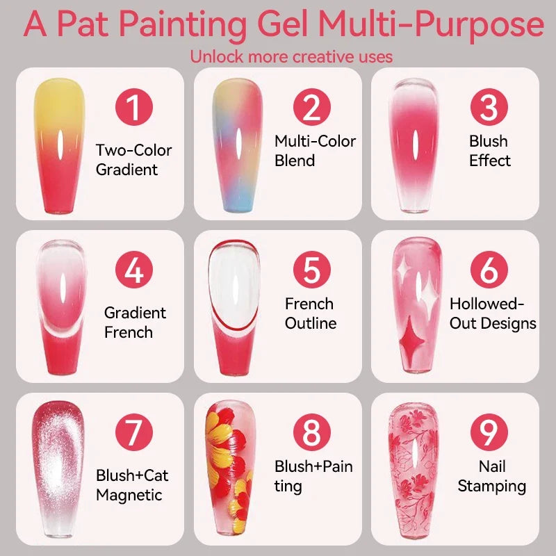 UR SUGAR 4 IN1 Pat Painting Gel Nail 4 Colors Gradient Painting Gel Nail Art Semi Permanent Soak Off UV Nails Used For Gel DIY