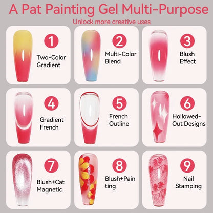 UR SUGAR 4 IN1 Pat Painting Gel Nail 4 Colors Gradient Painting Gel Nail Art Semi Permanent Soak Off UV Nails Used For Gel DIY