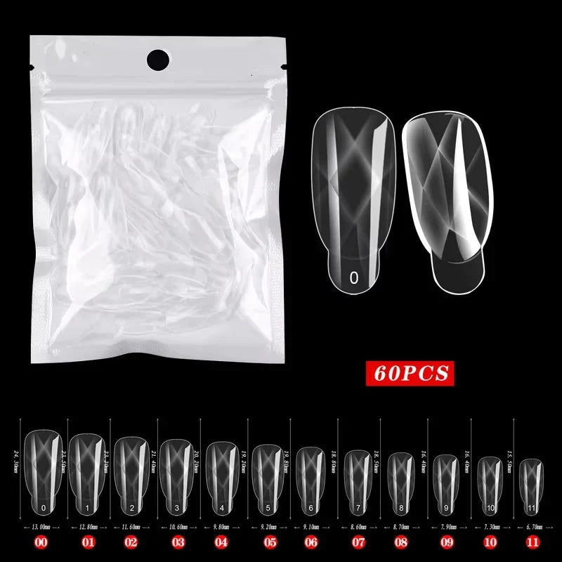 60 Pieces/Bag Uv Gel Polishing Fast Building Mold Acrylic Fake Nail Art Reminder Dual System Nail Accessories Extension Nail Form
