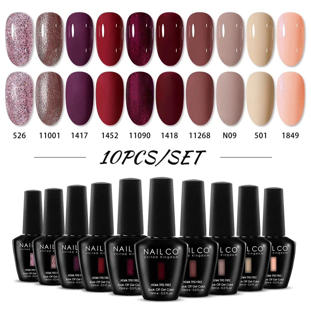 NAILCO 15ml Nails Art Gel Lack Polish Summer Hybrid Nail Varnish Manicure UV Top Coat Base HEMA TPO FREE Esmalte Nail Gel Polish