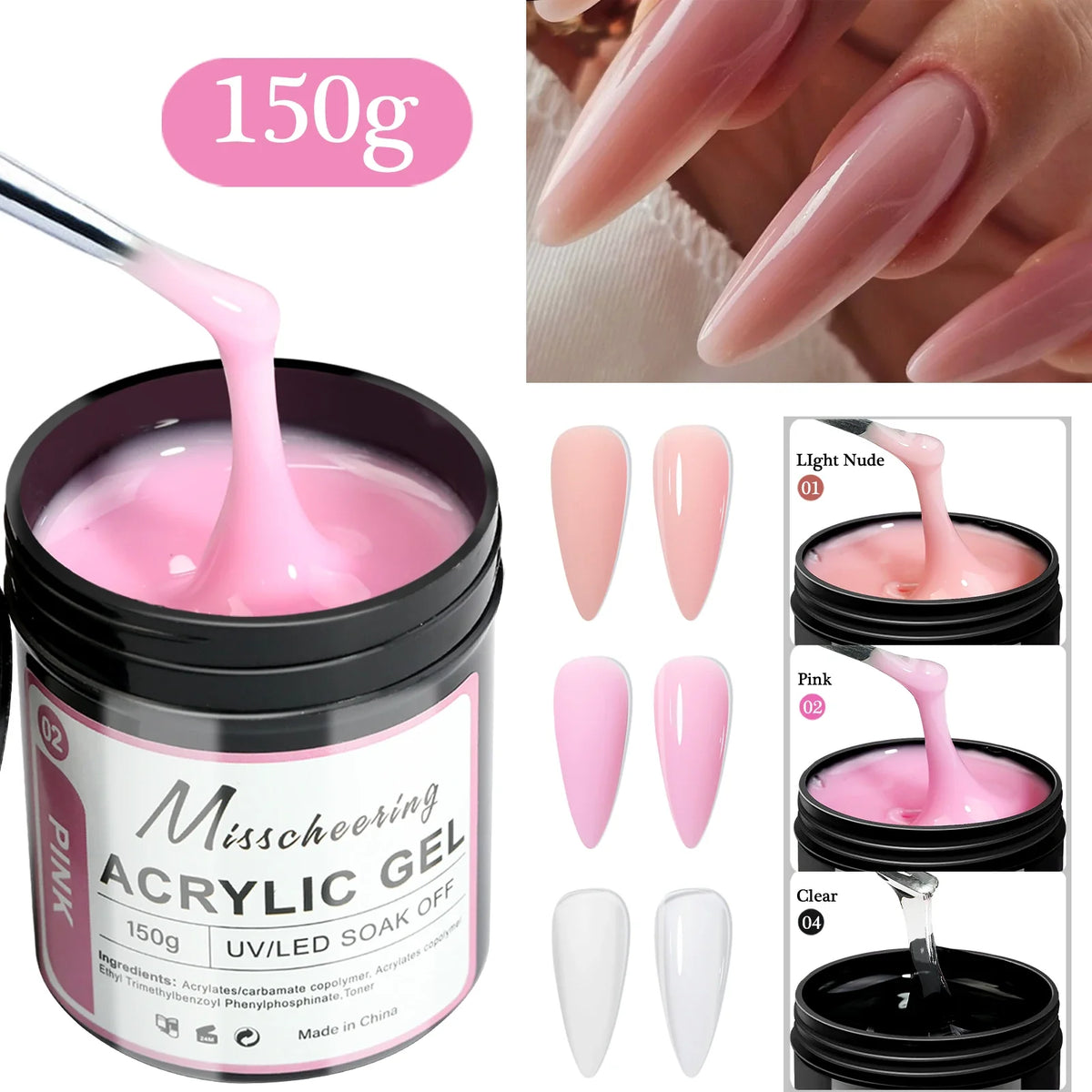 2/3Jars Poly Nail Gel UV LED Cured Builder Nail Gel Set Light Nude Pink Clear Extension Nail Solid Gels For DIY At Home Salon