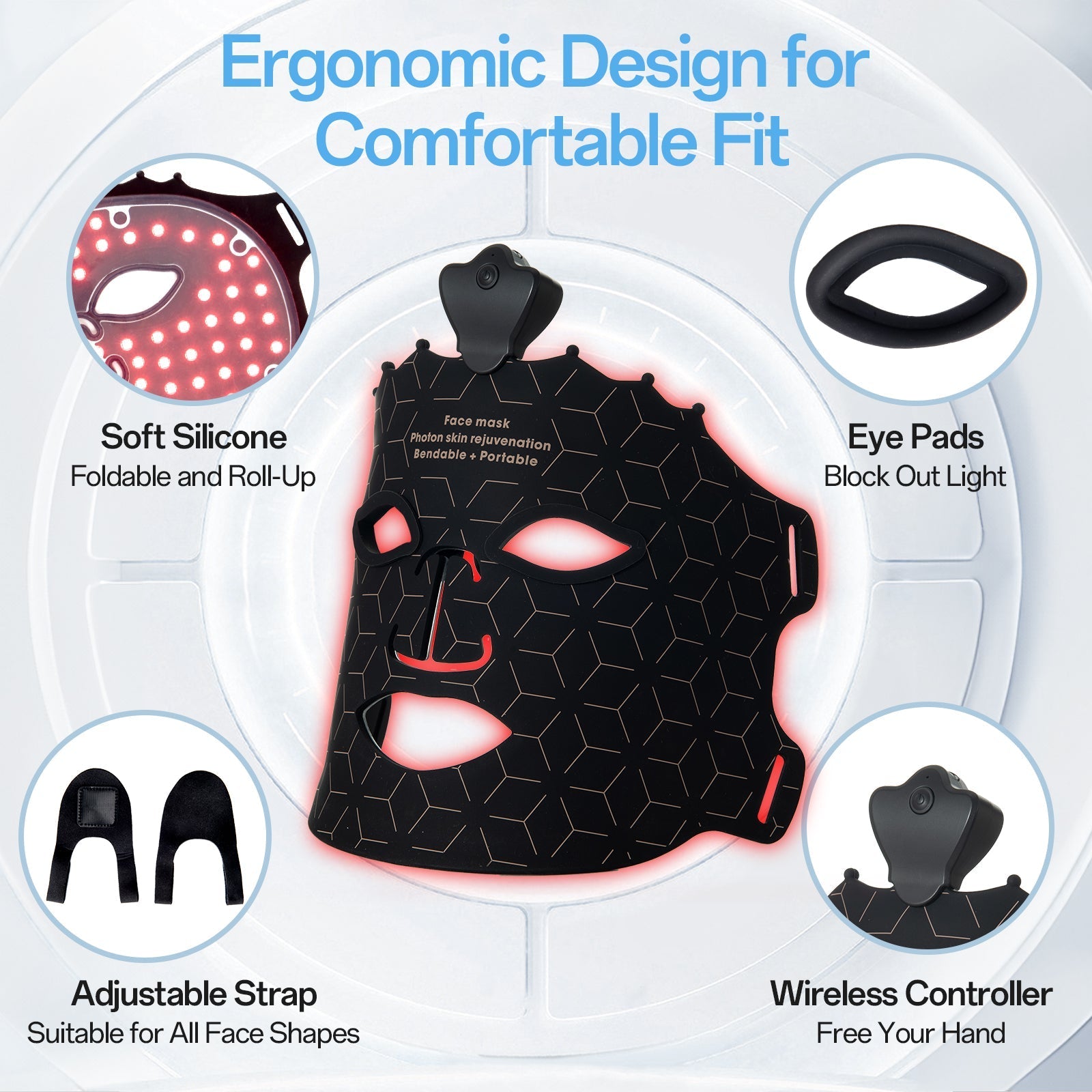 Shape Tactics Cordless 7-Color LED Light Therapy Facial Mask - Renee Lane Company