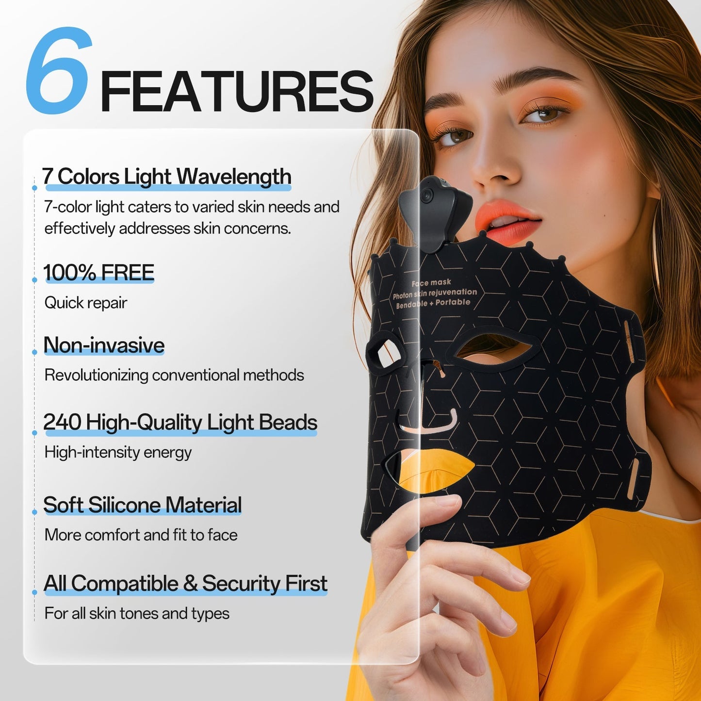 Shape Tactics Cordless 7-Color LED Light Therapy Facial Mask - Renee Lane Company