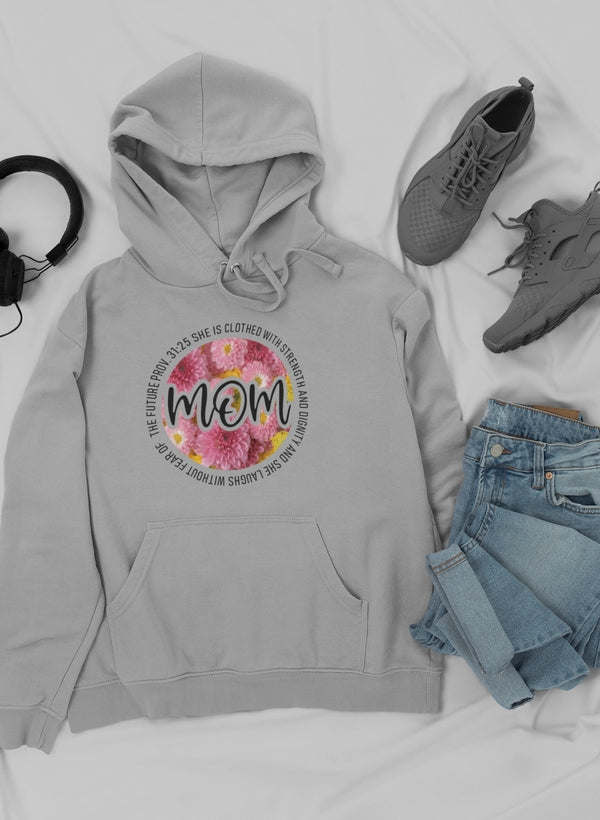 She Is Strong Proverbs Floral Mom Hoodie - Renee Lane Company