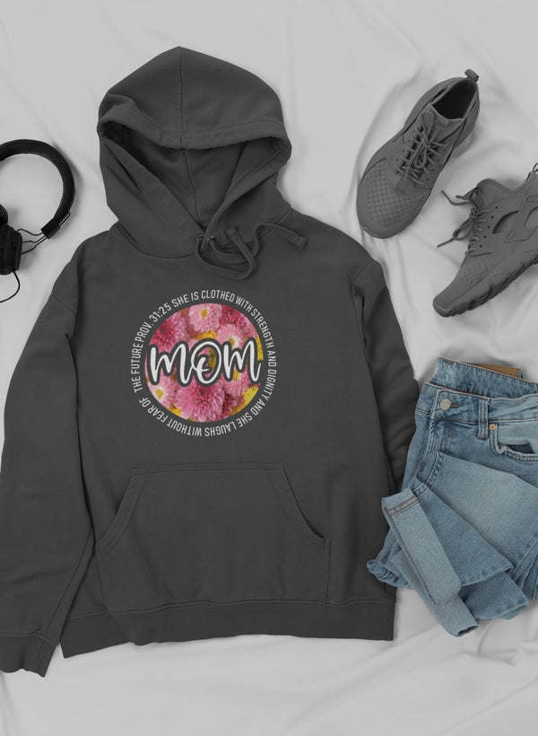She Is Strong Proverbs Floral Mom Hoodie - Renee Lane Company