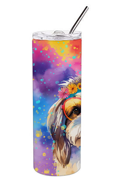 Shih Tzu Hippie Dawg Stainless Steel Skinny Tumbler Vacuum Double Walled Reusable Insulated Tumbler Travel Cup for Coffee Cocktails Gift with Lid, 20 oz - Renee Lane Company