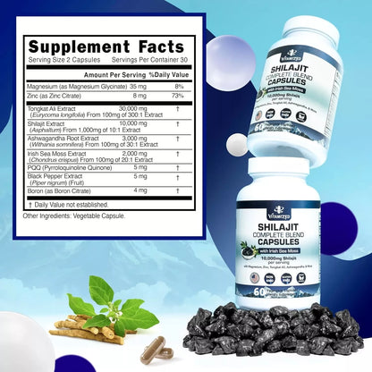 Shilajit Complete Blend - Energy and Endurance - Pure Shilajit Extract - 60 Capsules - Renee Lane Company
