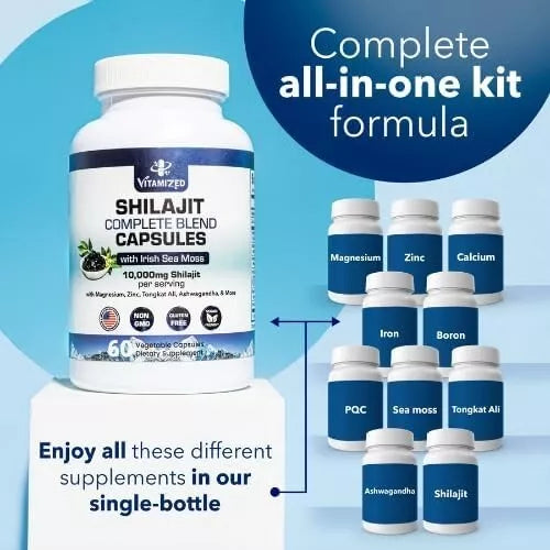 Shilajit Complete Blend - Energy and Endurance - Pure Shilajit Extract - 60 Capsules - Renee Lane Company