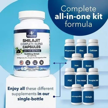 Shilajit Complete Blend - Energy and Endurance - Pure Shilajit Extract - 60 Capsules - Renee Lane Company