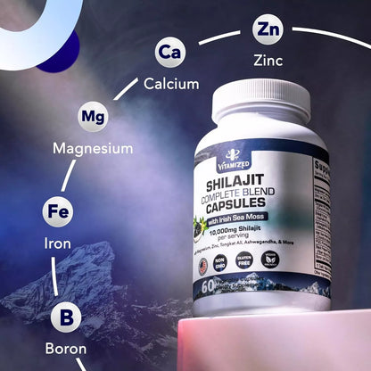 Shilajit Complete Blend - Energy and Endurance - Pure Shilajit Extract - 60 Capsules - Renee Lane Company