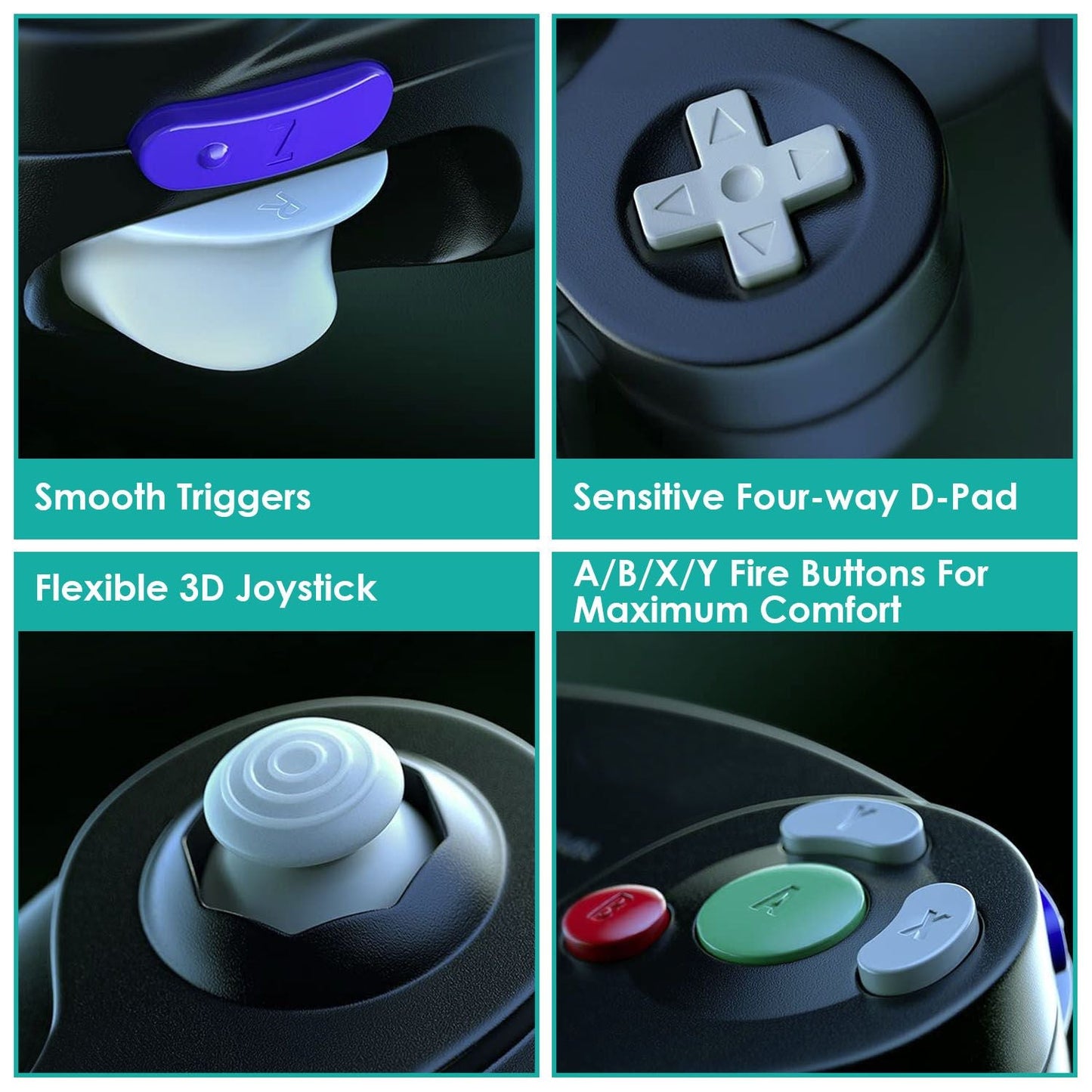 Shock Wired Game Controller Gamepad Compatible with Nintendo Wii Gamecube - Renee Lane Company