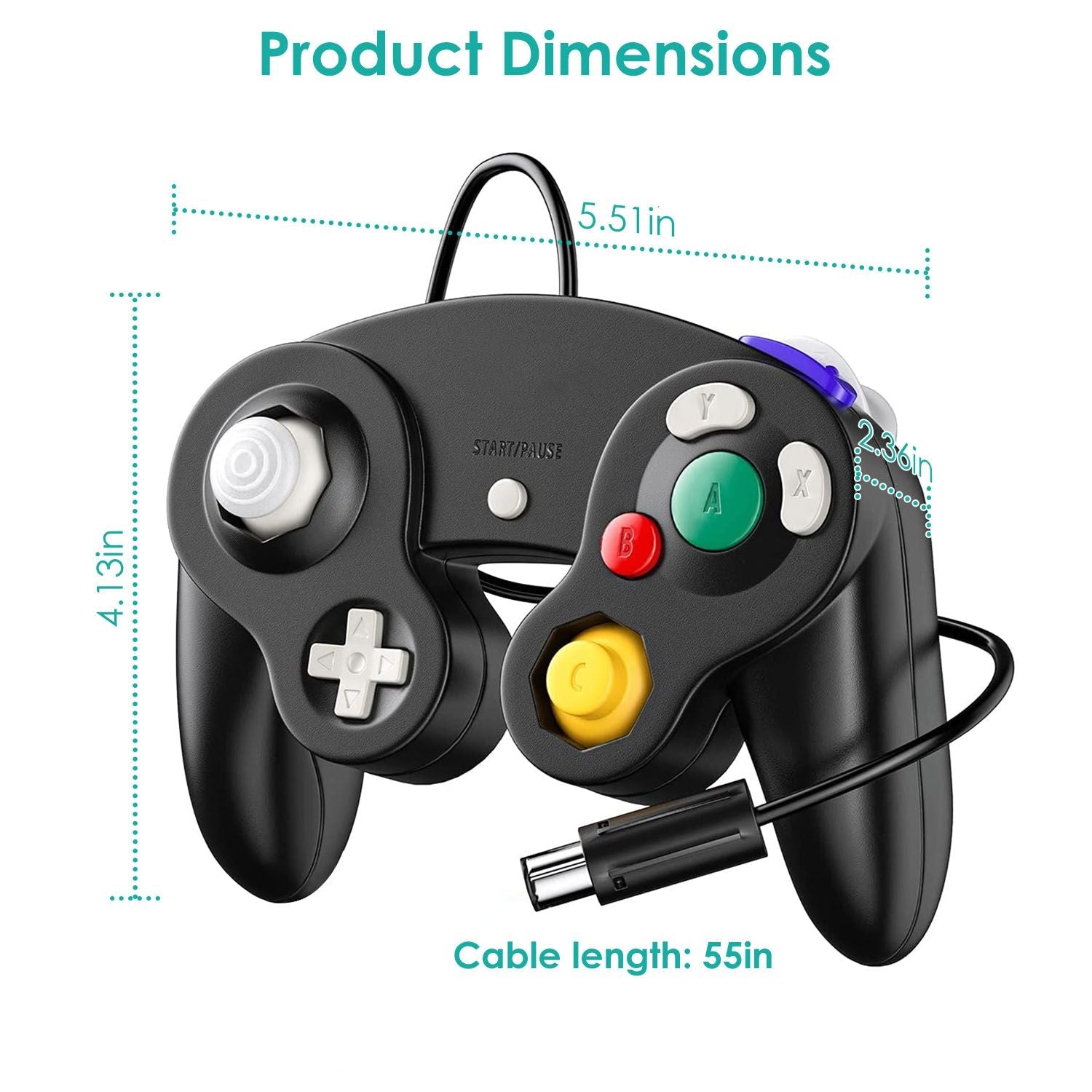 Shock Wired Game Controller Gamepad Compatible with Nintendo Wii Gamecube - Renee Lane Company