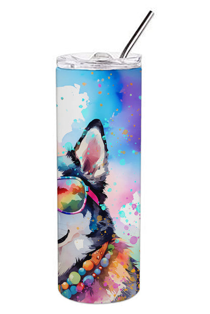 Siberian Husky Hippie Dawg Stainless Steel Skinny Tumbler Vacuum Double Walled Reusable Insulated Tumbler Travel Cup for Coffee Cocktails Gift with Lid, 20 oz - Renee Lane Company