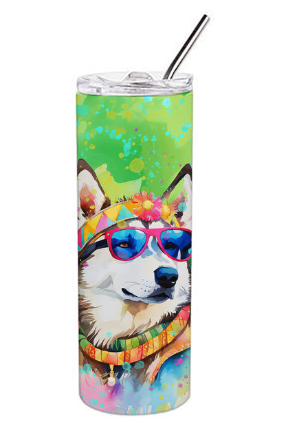 Siberian Husky Hippie Dawg Stainless Steel Skinny Tumbler Vacuum Double Walled Reusable Insulated Tumbler Travel Cup for Coffee Cocktails Gift with Lid, 20 oz - Renee Lane Company