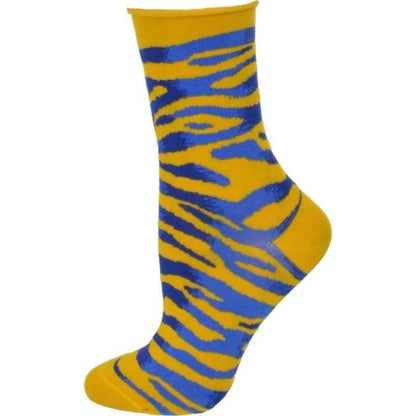 Sierra Socks Zebra Pattern Hi Anklet Casual Cotton Women's 2 Pair Pack - Renee Lane Company