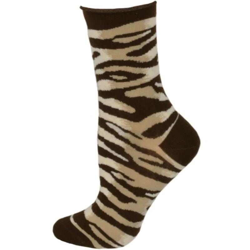 Sierra Socks Zebra Pattern Hi Anklet Casual Cotton Women's 2 Pair Pack - Renee Lane Company