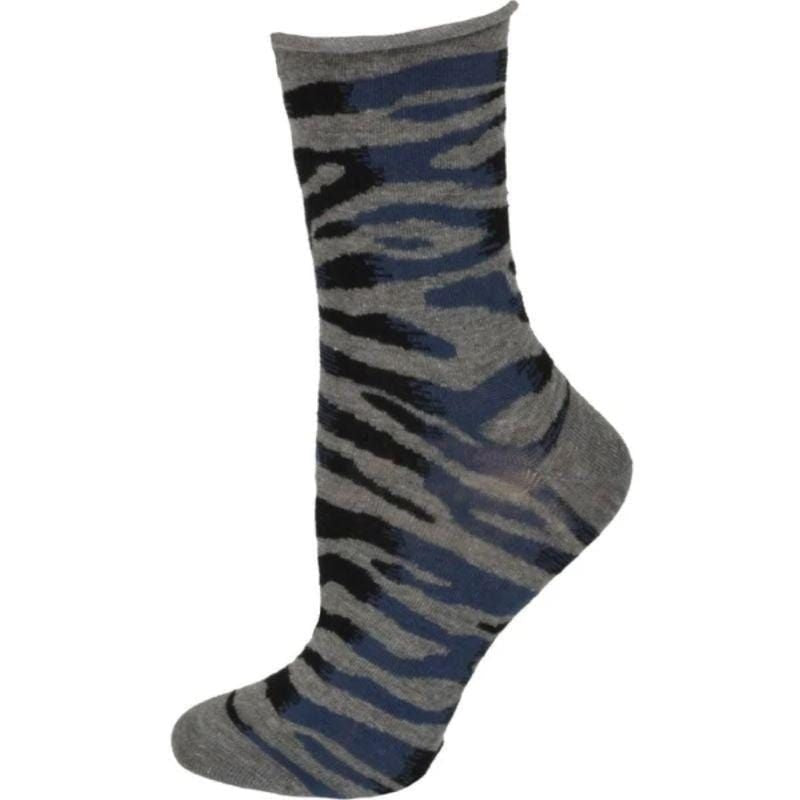Sierra Socks Zebra Pattern Hi Anklet Casual Cotton Women's 2 Pair Pack - Renee Lane Company