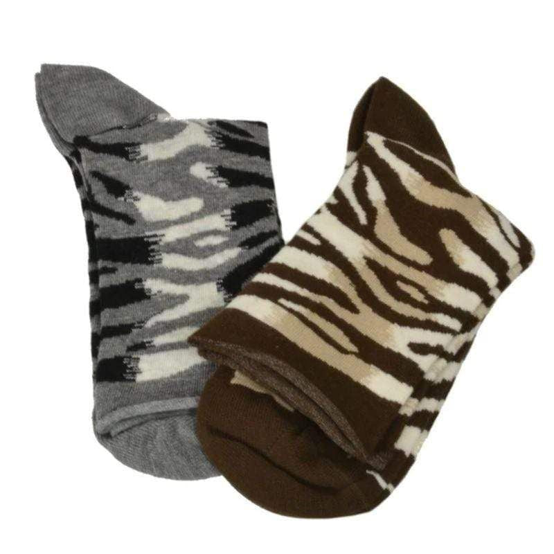 Sierra Socks Zebra Pattern Hi Anklet Casual Cotton Women's 2 Pair Pack - Renee Lane Company
